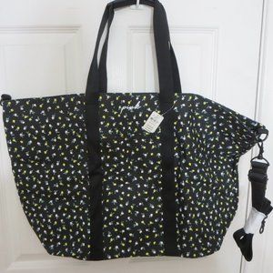 Pink/Victoria’s secret Tote Bag Black Flower with a shoulder strap